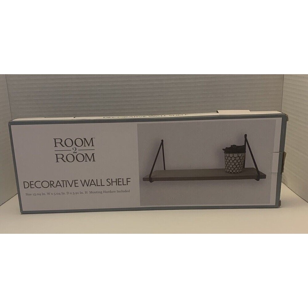 5" x 15” Light Wood and Metal Wall Shelf Set . Room 2 Room Company